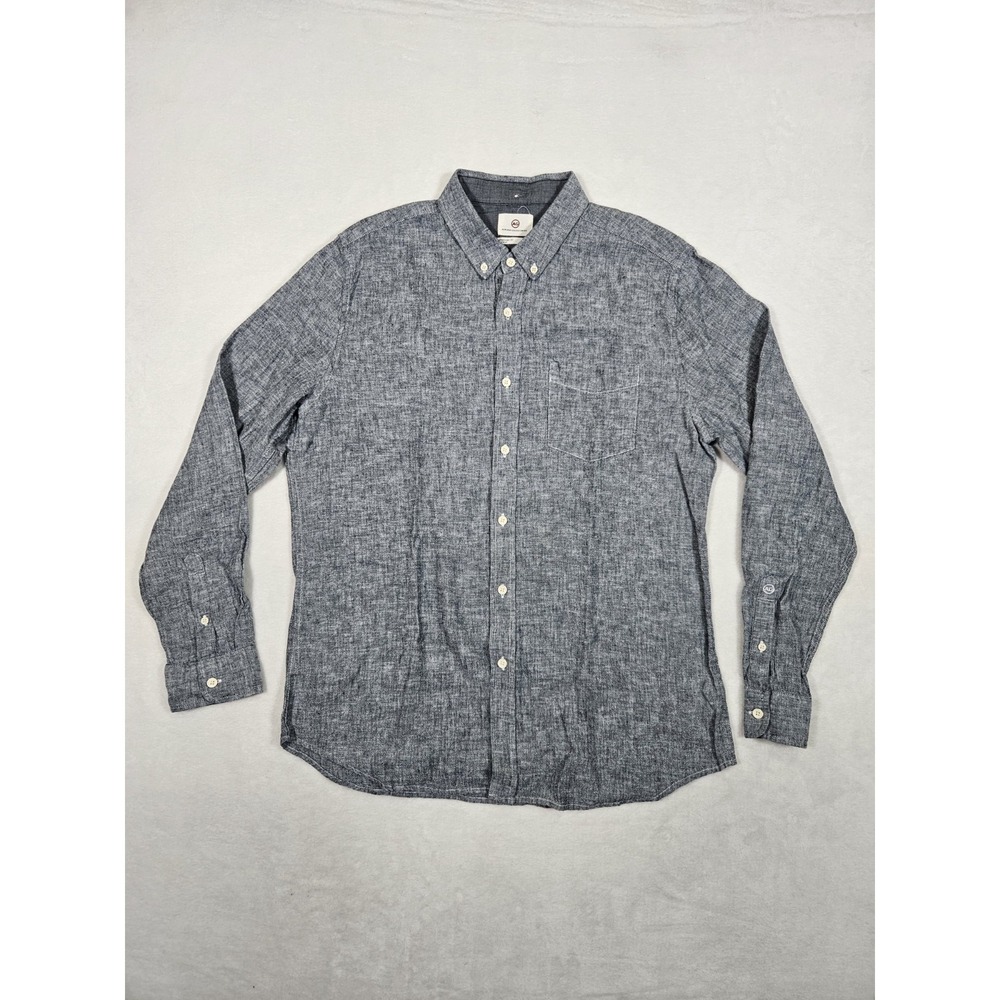 AG Adriano Goldschmied Shirt Men Large Green Long Sleeve Button Up Cotton‎ Linen
